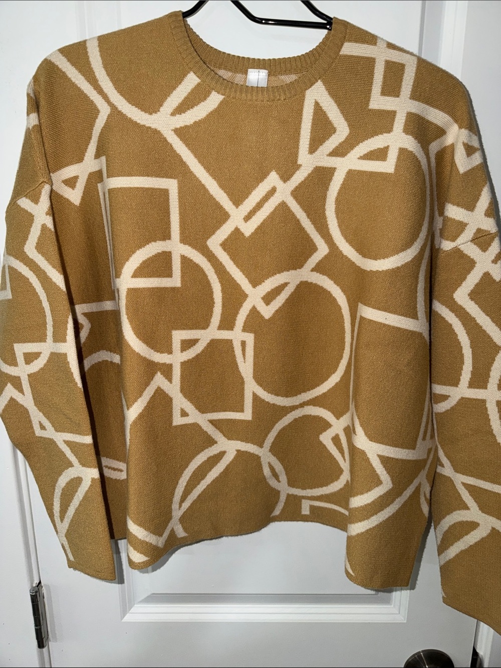Geometric Crewneck Sweater in Mustard and Cream
